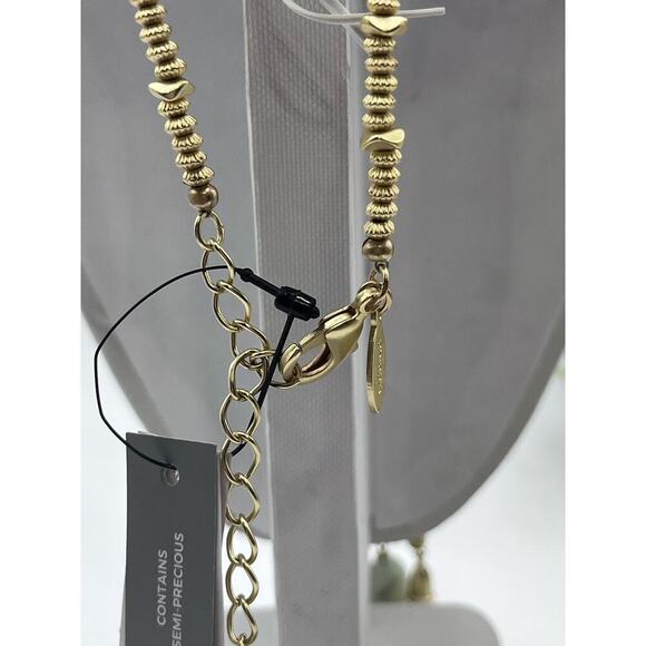 Chicos Green Collection agate,‎ jade amazonite Goldtone Long
Tassel Necklace New - Picture 11 of 16